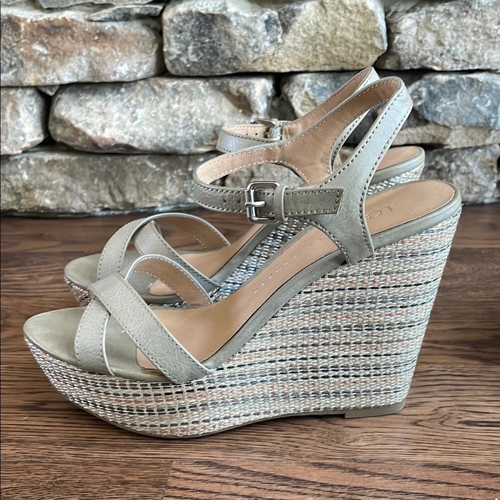 Lauren Conrad Waverly Metallic Wedge Sandals